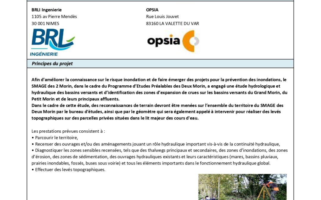 Opération structurante pour la prévention des inondations : lancement de la campagne topographique !